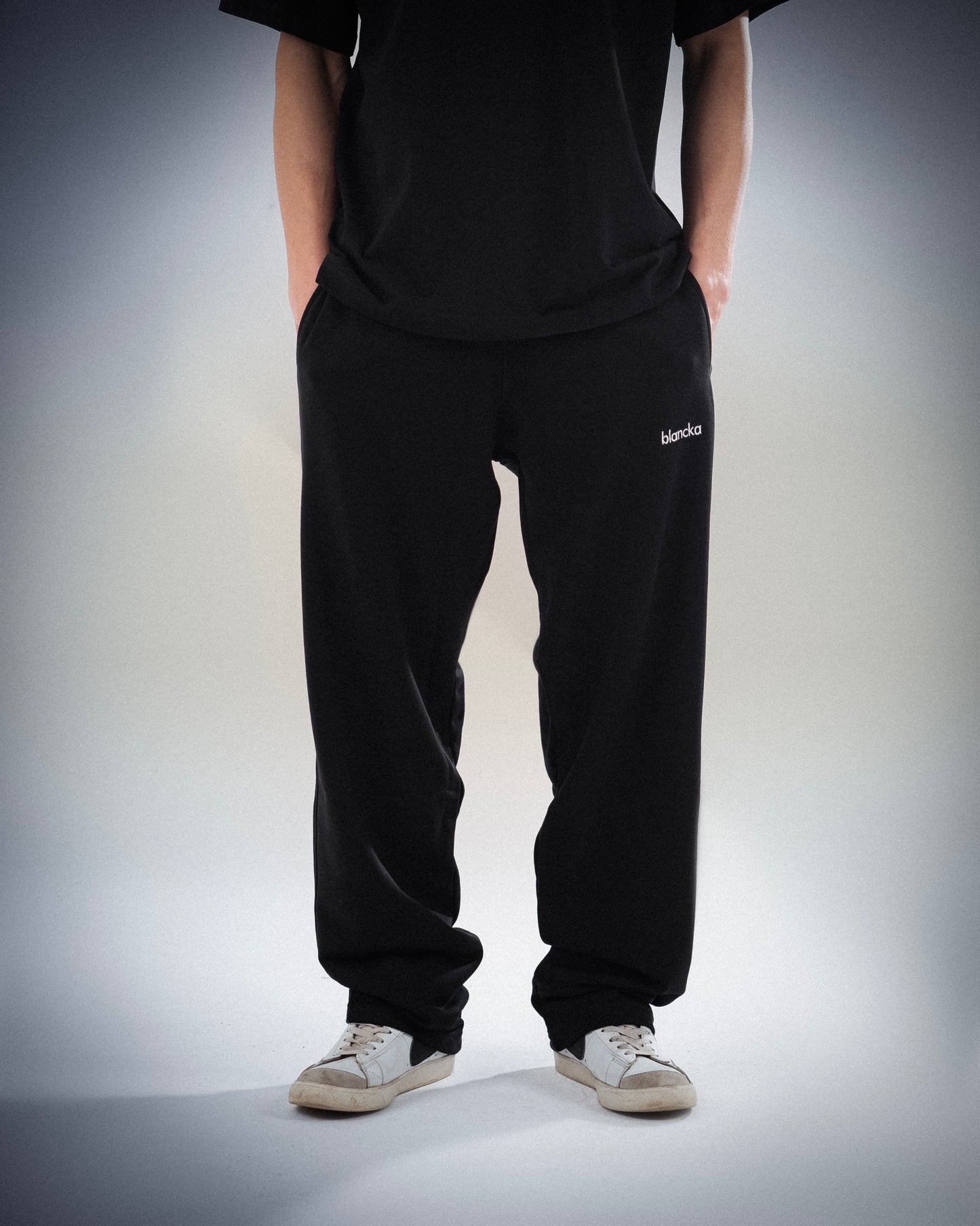 Wide Leg Sweatpants - Black