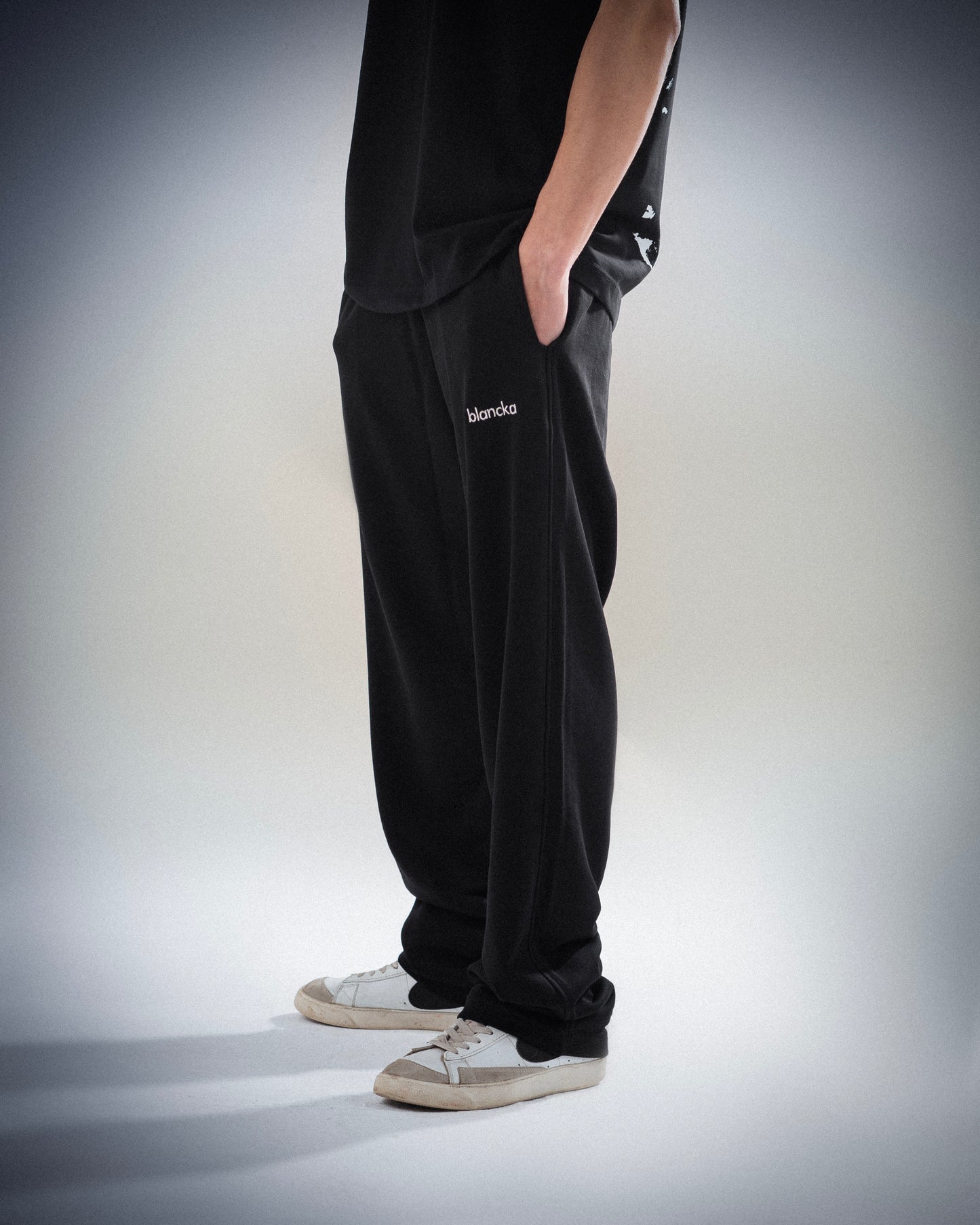 Wide Leg Sweatpants - Black