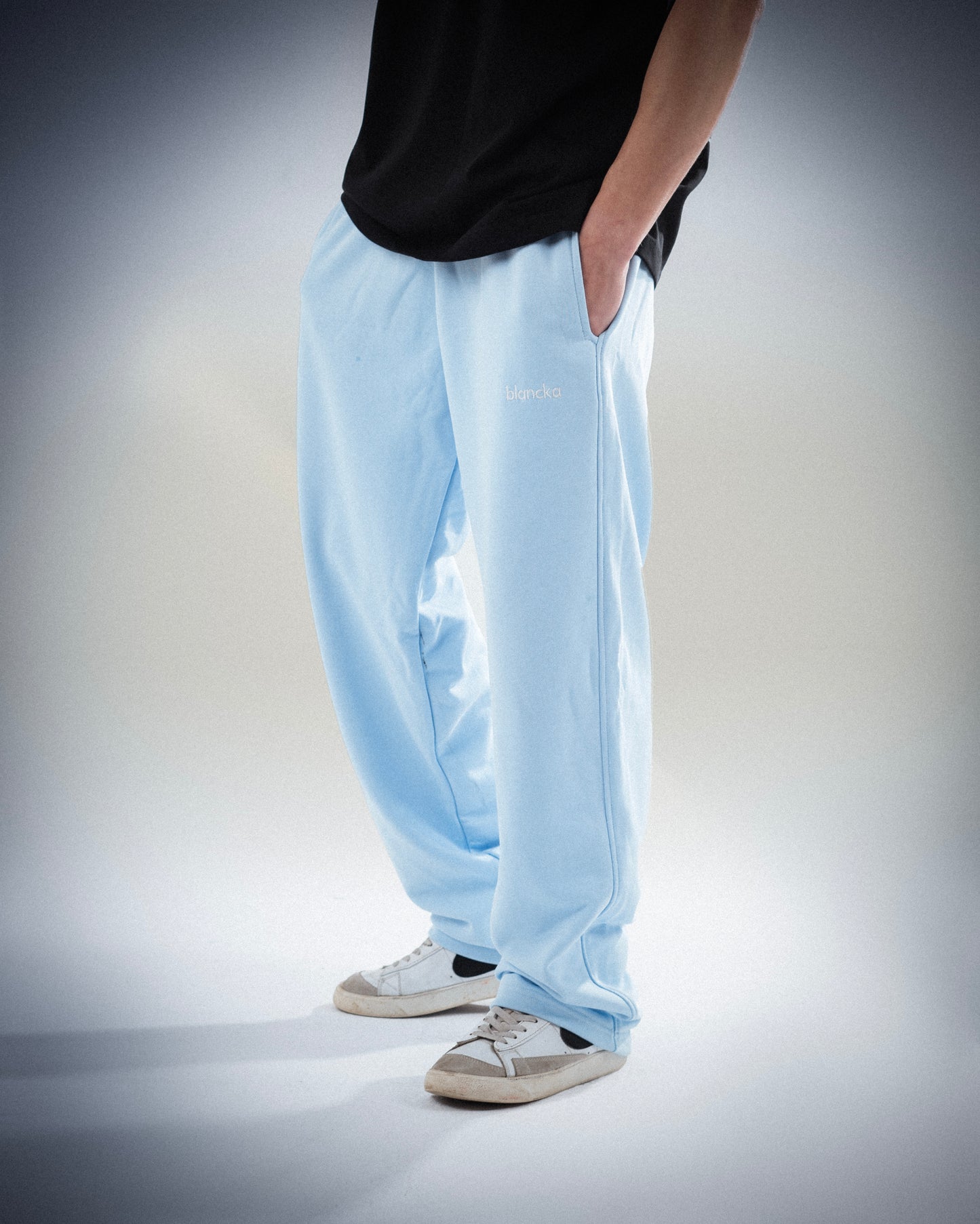 Wide Leg Sweatpants - Baby Blue