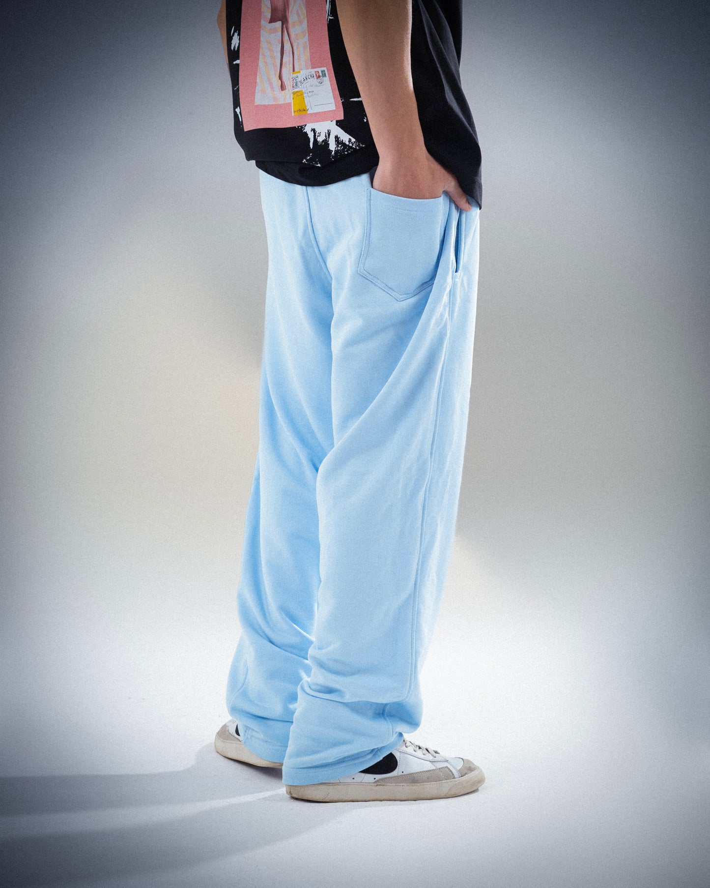 Wide Leg Sweatpants - Baby Blue