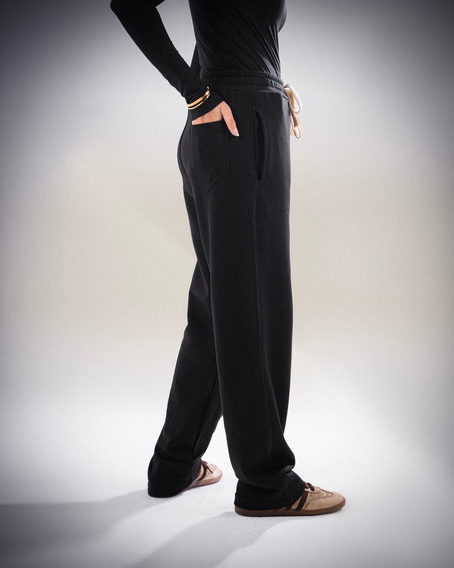Wide Leg Sweatpants - Black