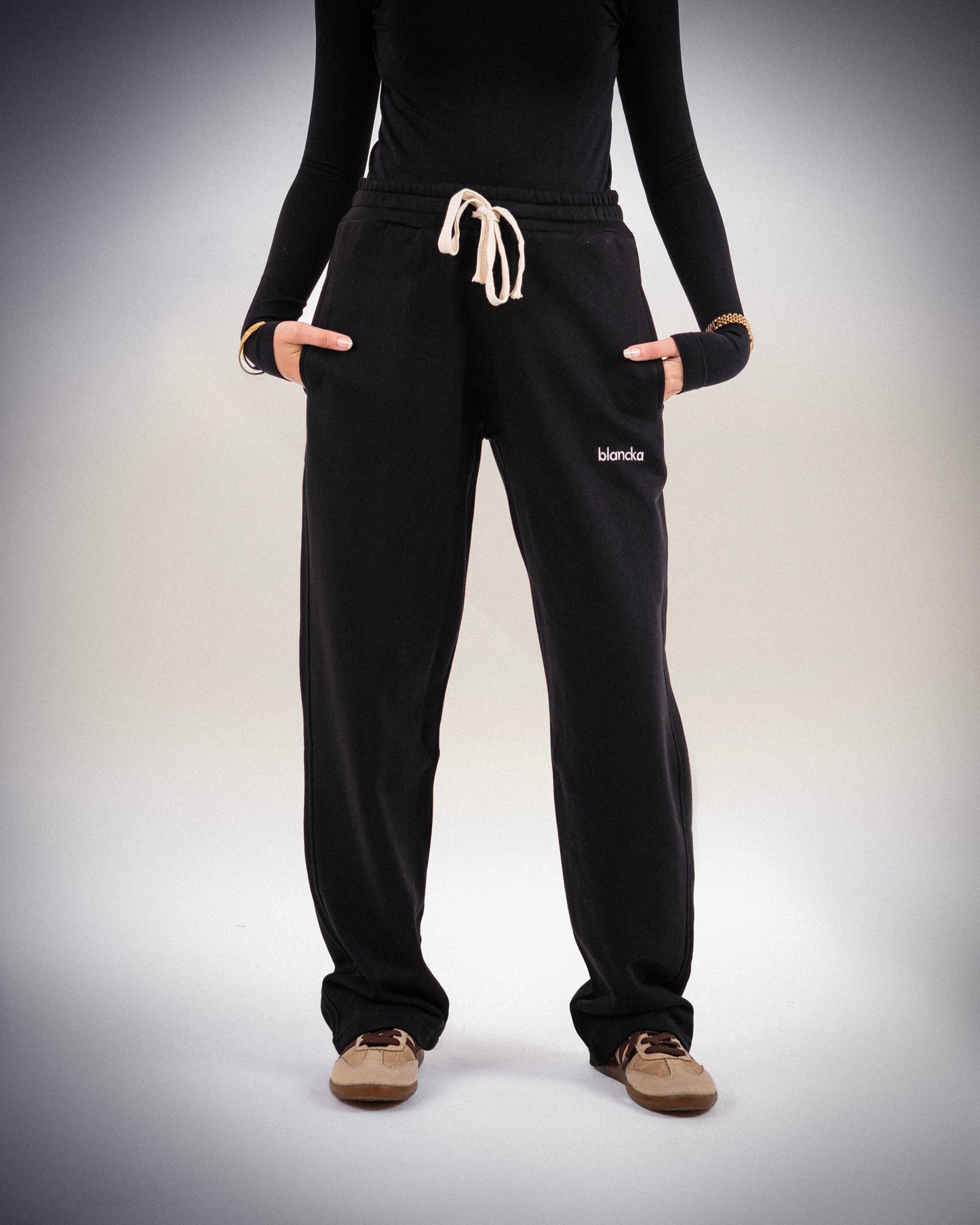 Wide Leg Sweatpants - Black