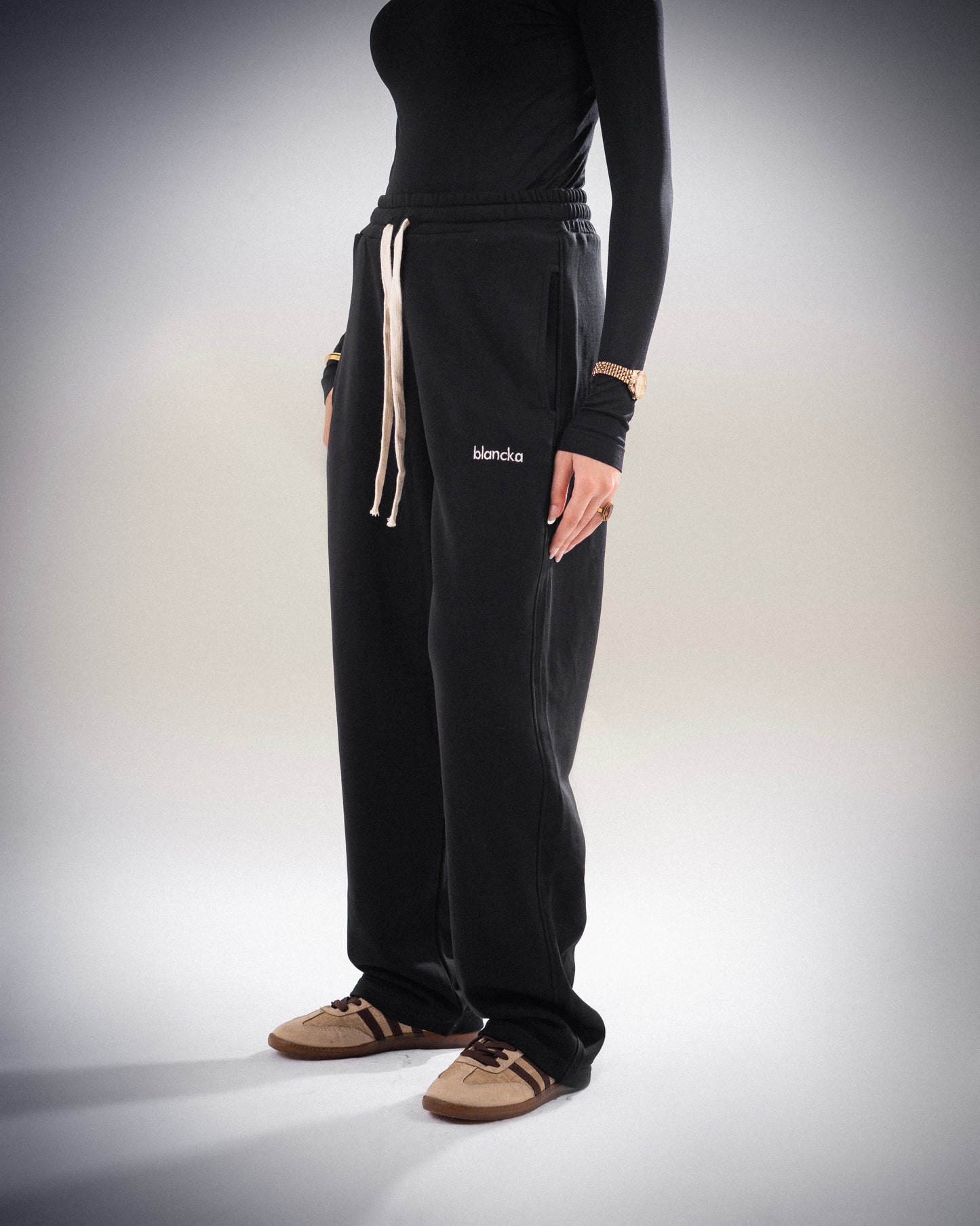 Wide Leg Sweatpants - Black