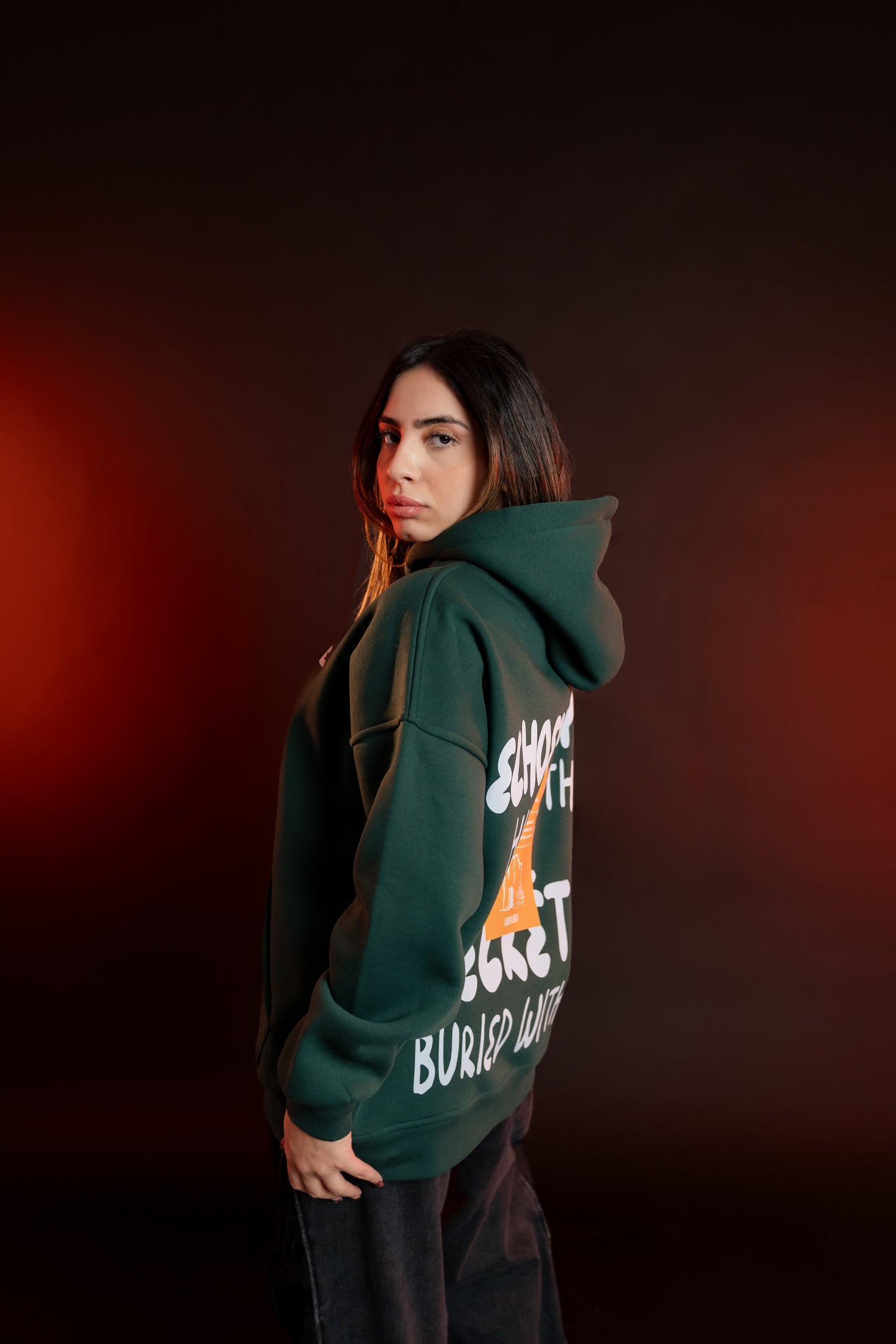 Secrets Fade Oversized Hoodie – Forest Green