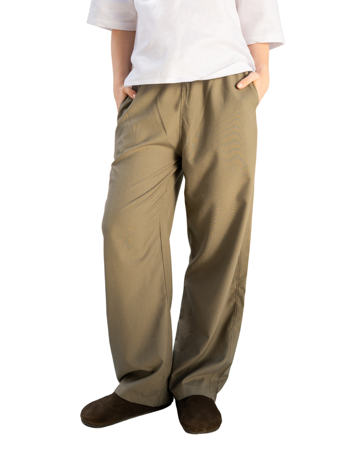 Linen Wide-Leg Pants - Olive
