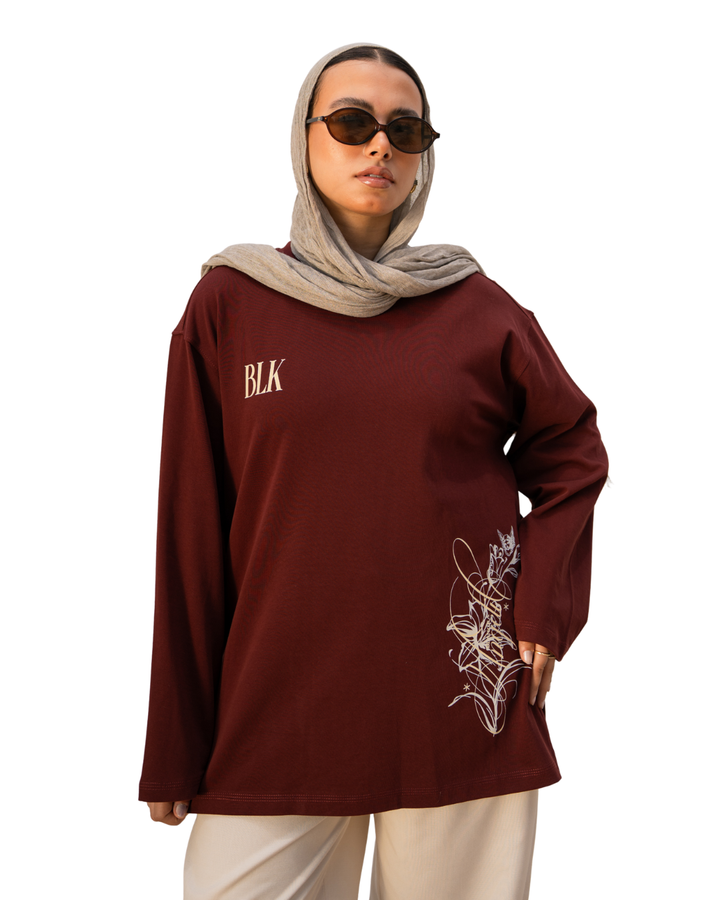 Angel Oversized Tee - Burgandy