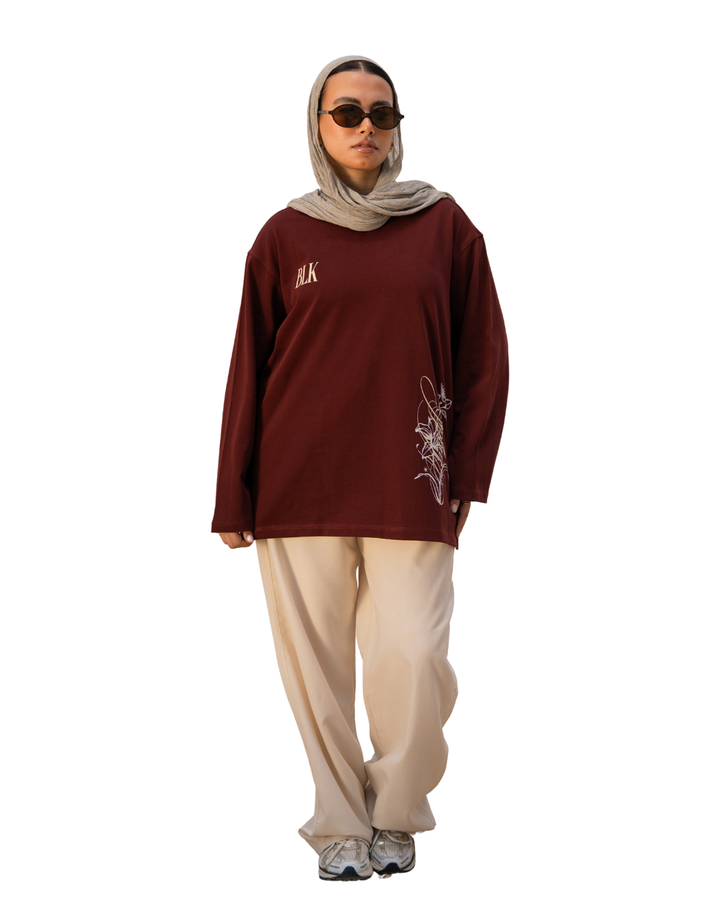 Angel Oversized Tee - Burgandy