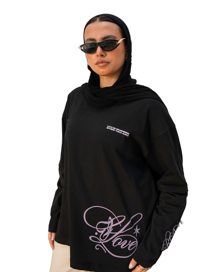 LUV Oversized Tee  — Black