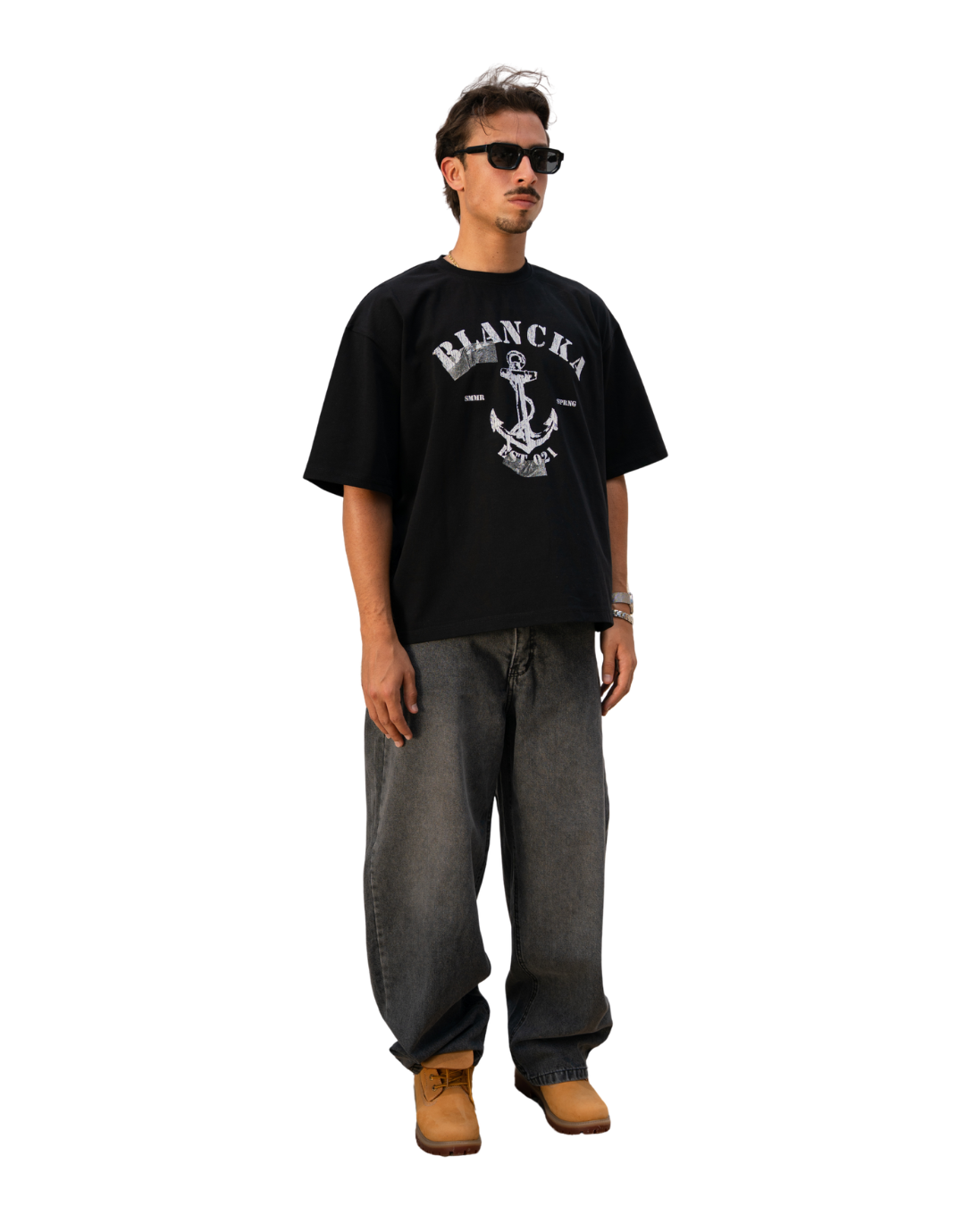 Anchored Boxy Tee— Black