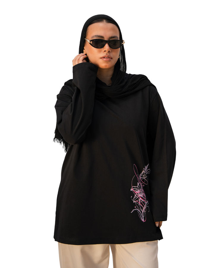 Angel Oversized Tee - Black