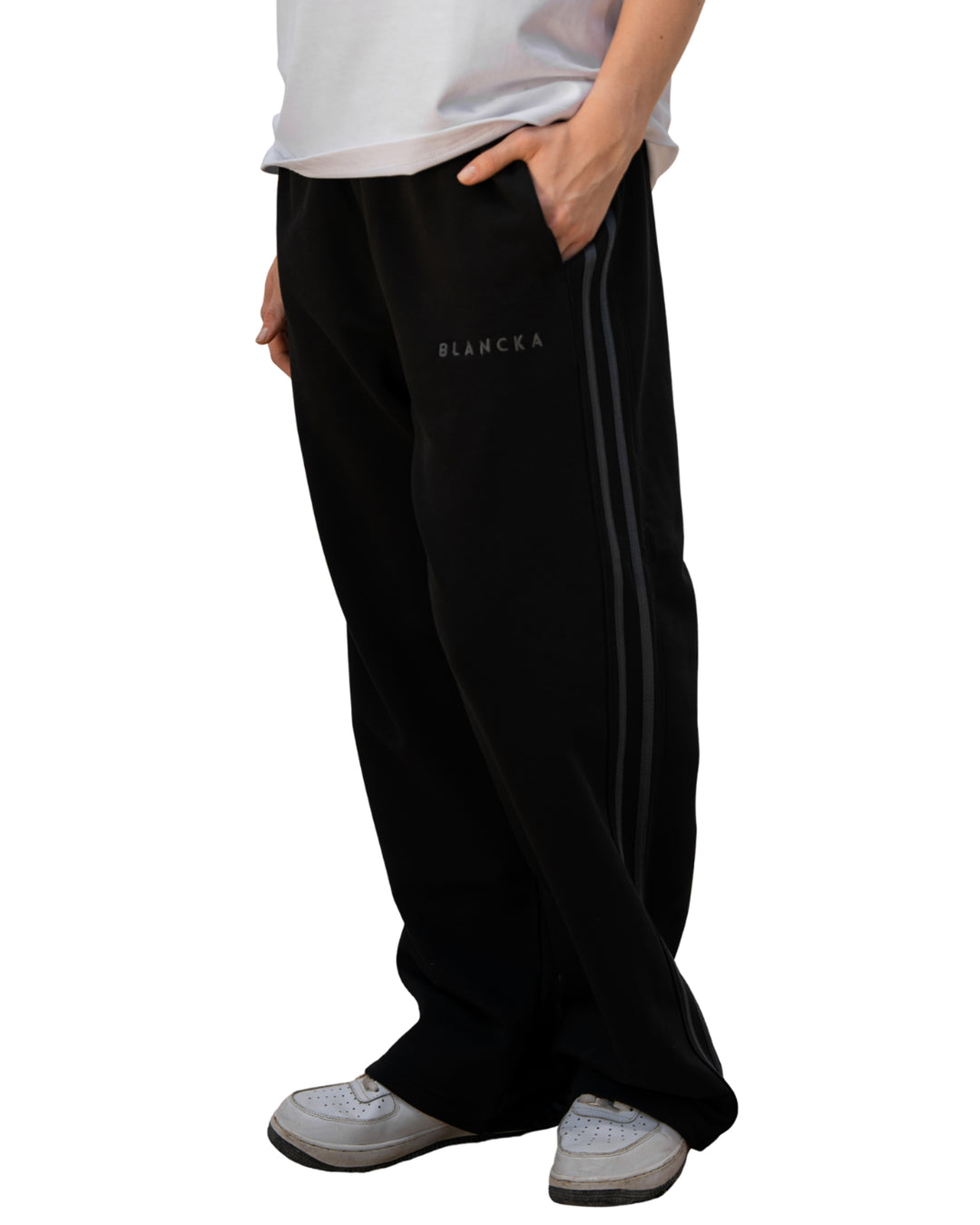 Stripe Track Pants — Black