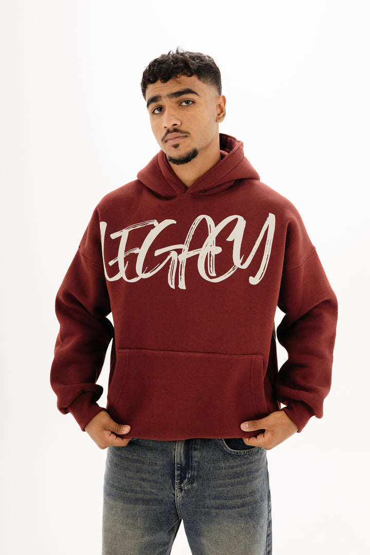 Boxy Legacy Hoodie - Burgundy