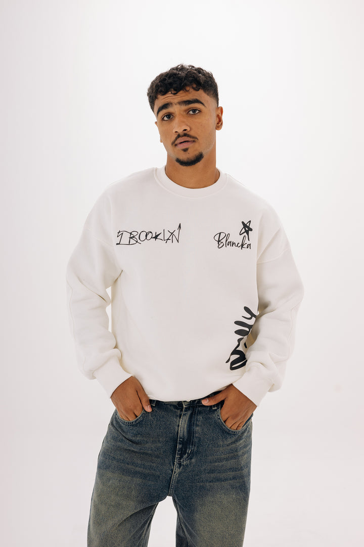 Boxy Brooklyn Crewneck — White
