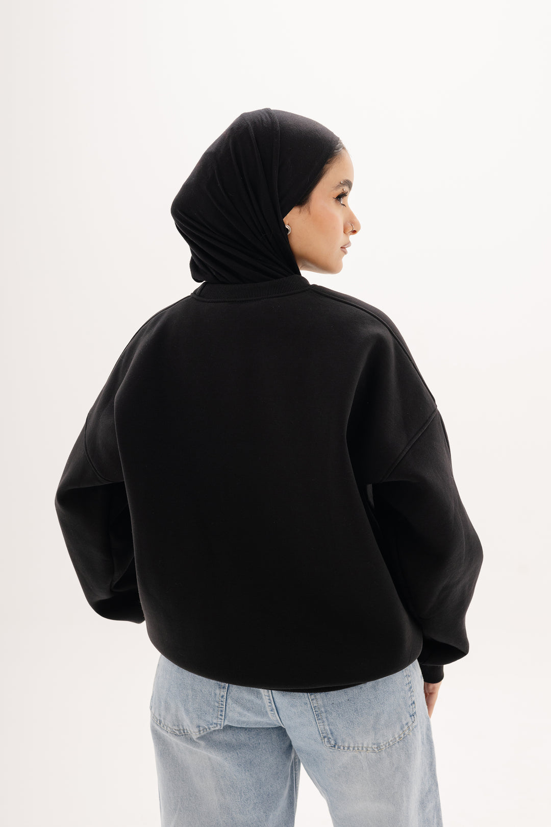 Boxy Blackout Crewneck — Black