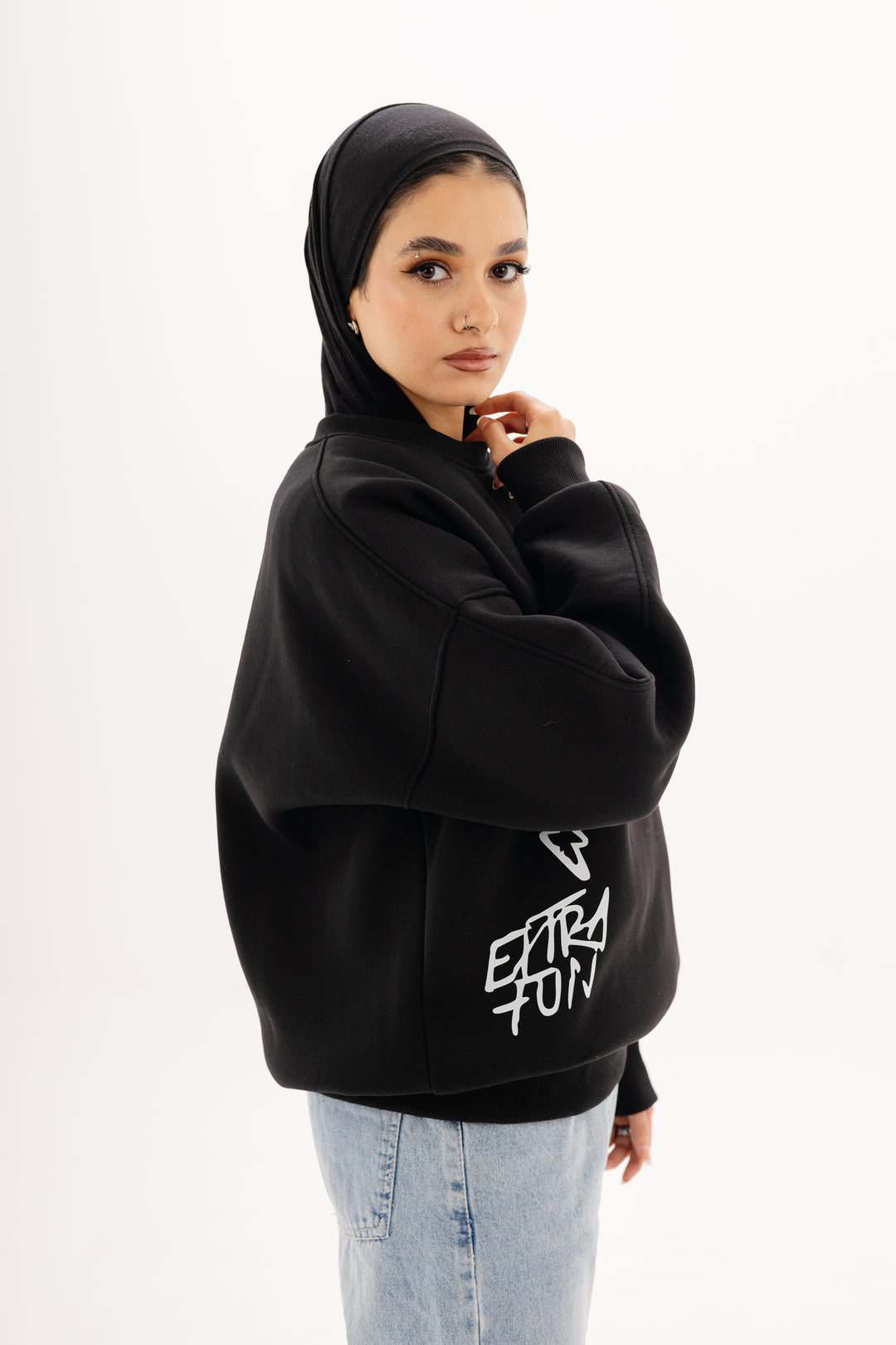 Boxy Blackout Crewneck — Black