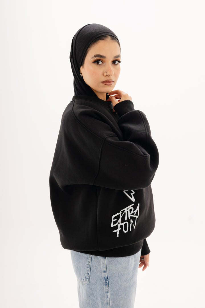 Boxy Blackout Crewneck — Black