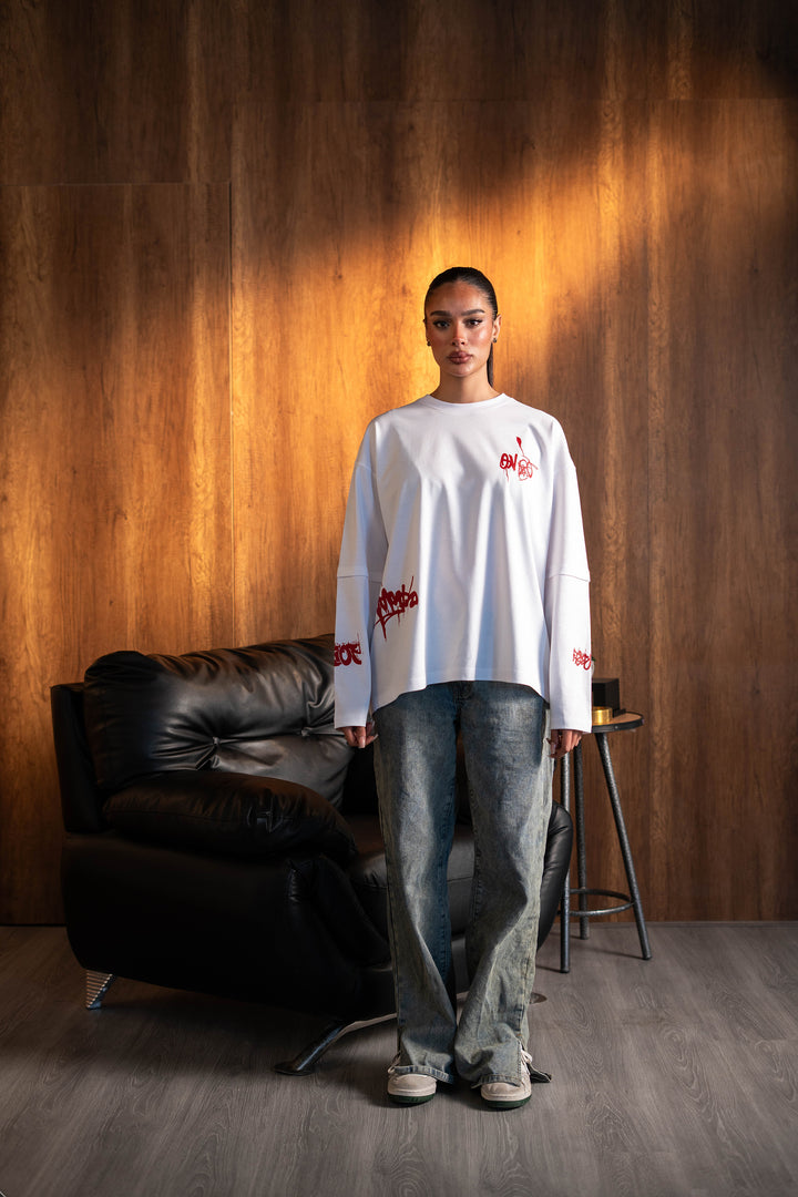 Double Sleeve Graffiti - White