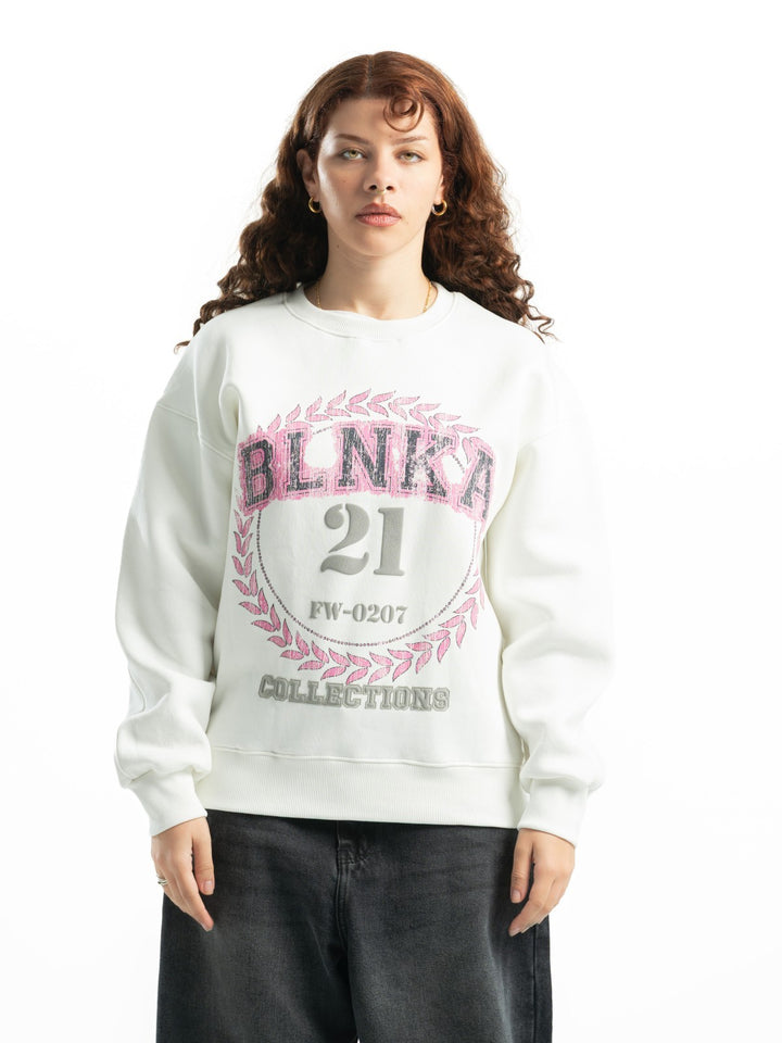 Blancka Varsity Crewneck – Off White