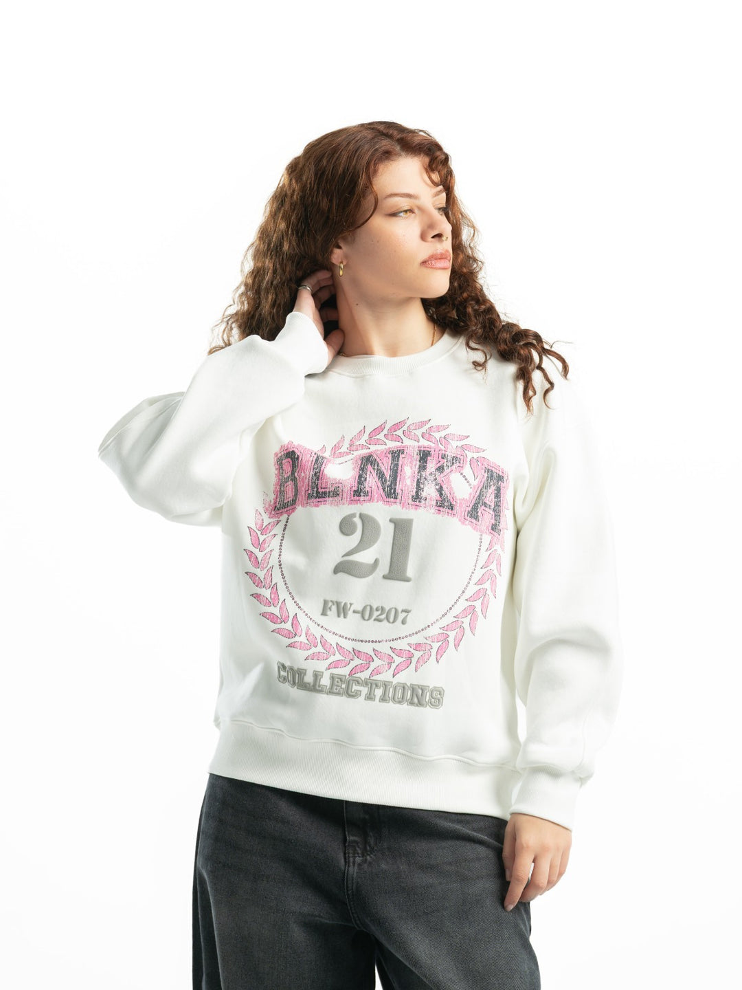 Blancka Varsity Crewneck – Off White