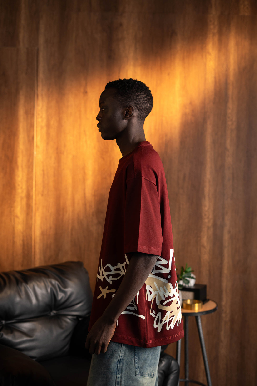 Side Graffiti Tee – Burgandy