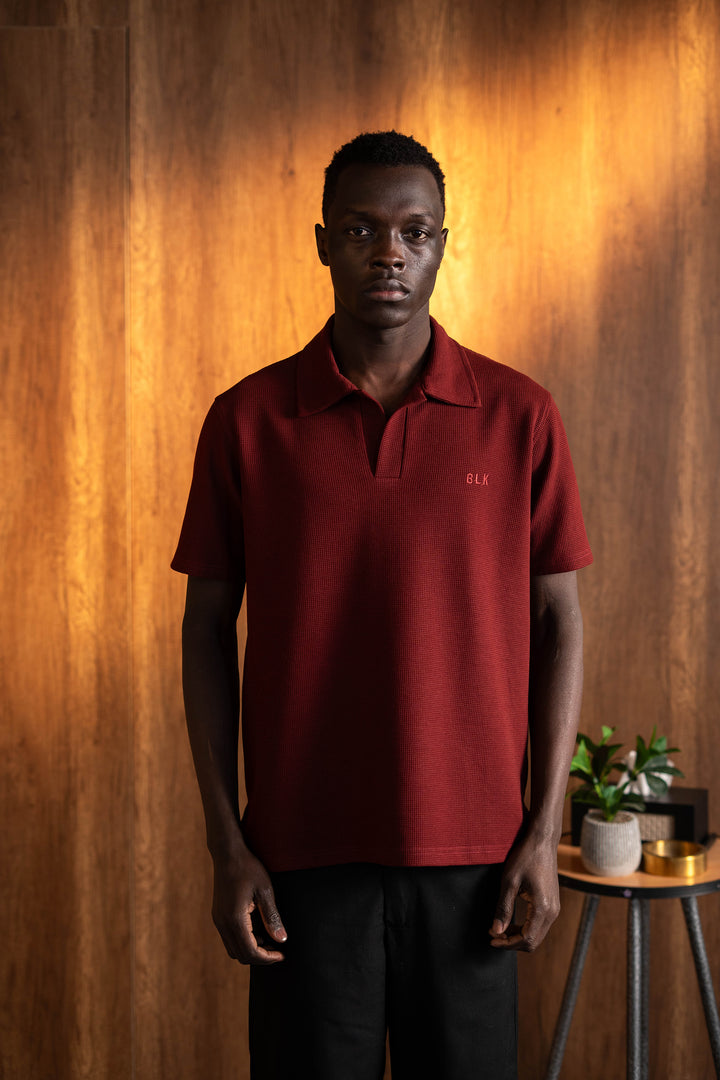 Biscuit Collar Tee – Burgandy