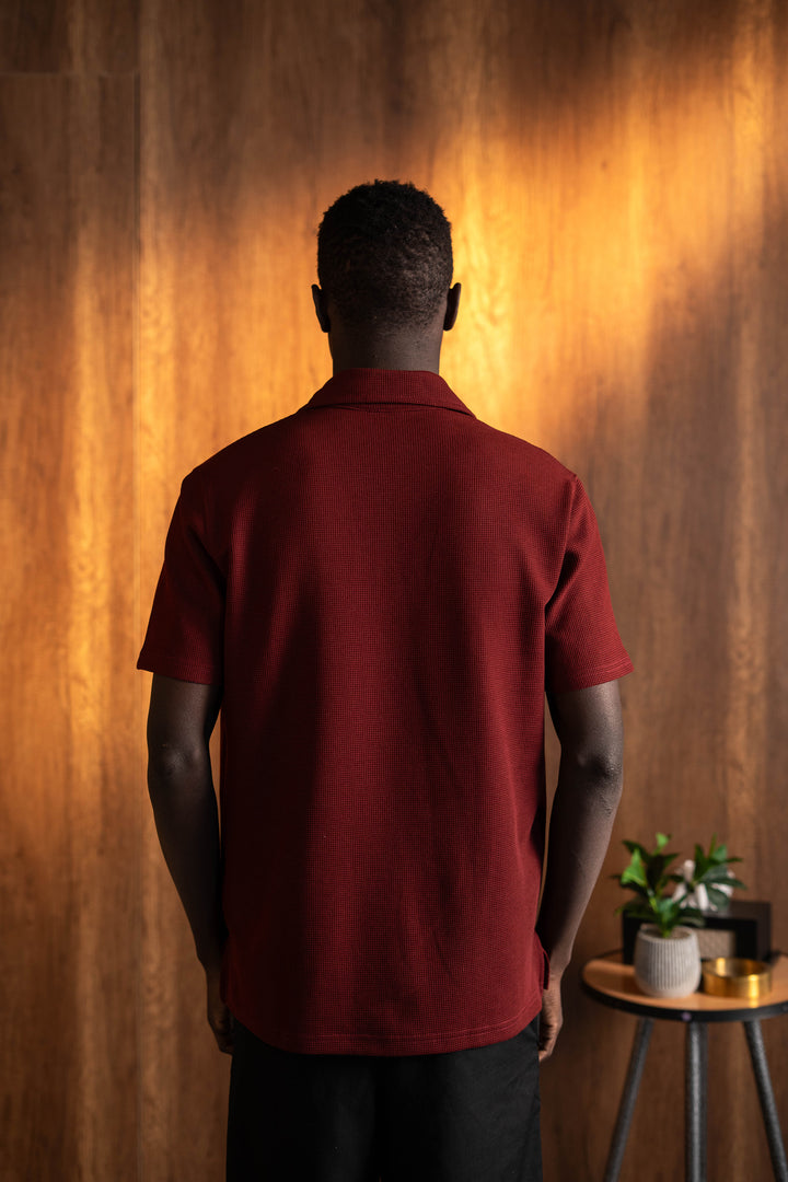 Biscuit Collar Tee – Burgandy
