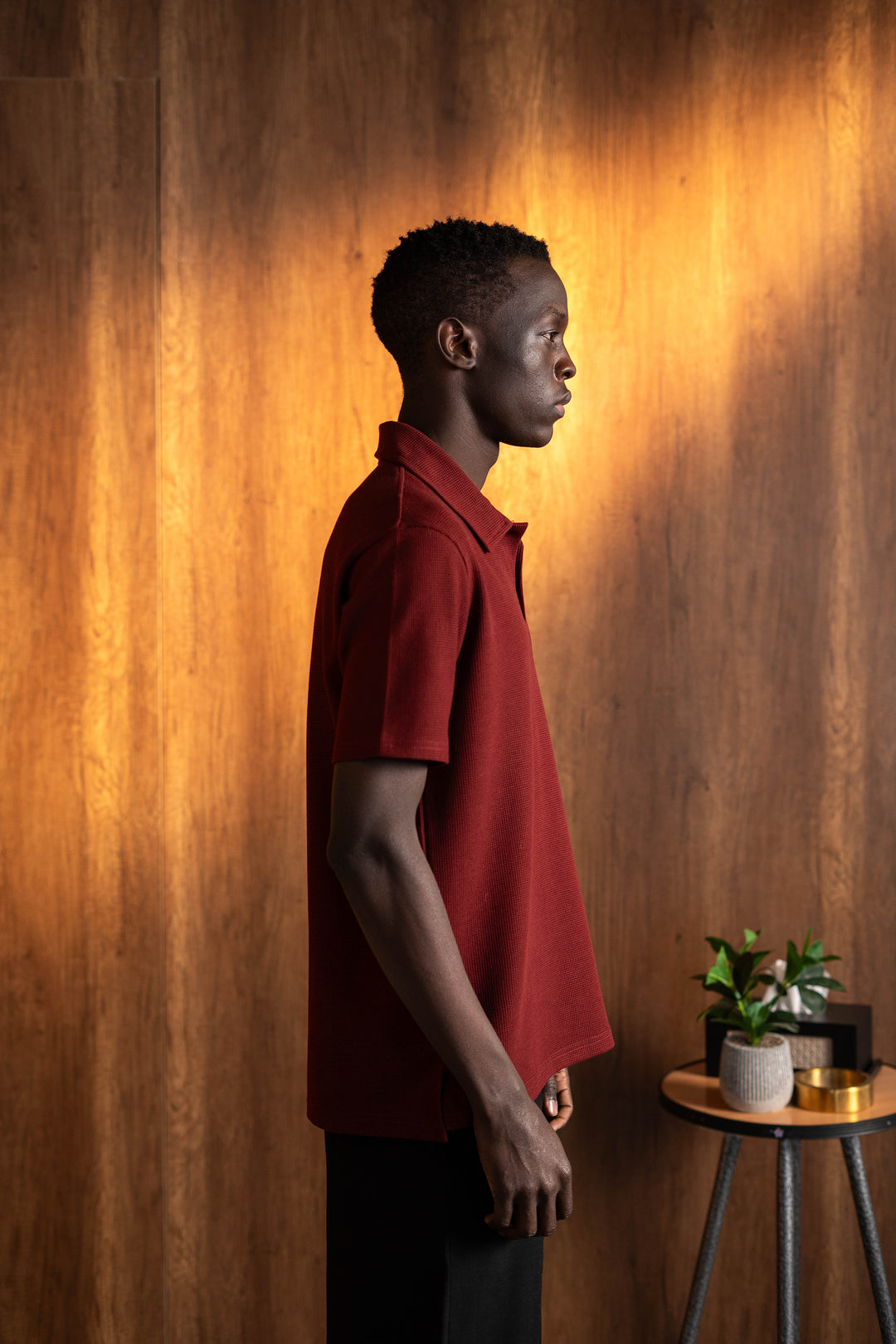 Biscuit Collar Tee – Burgandy