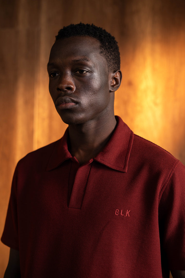 Biscuit Collar Tee – Burgandy