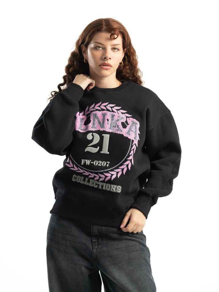Blancka Varsity Crewneck – Black
