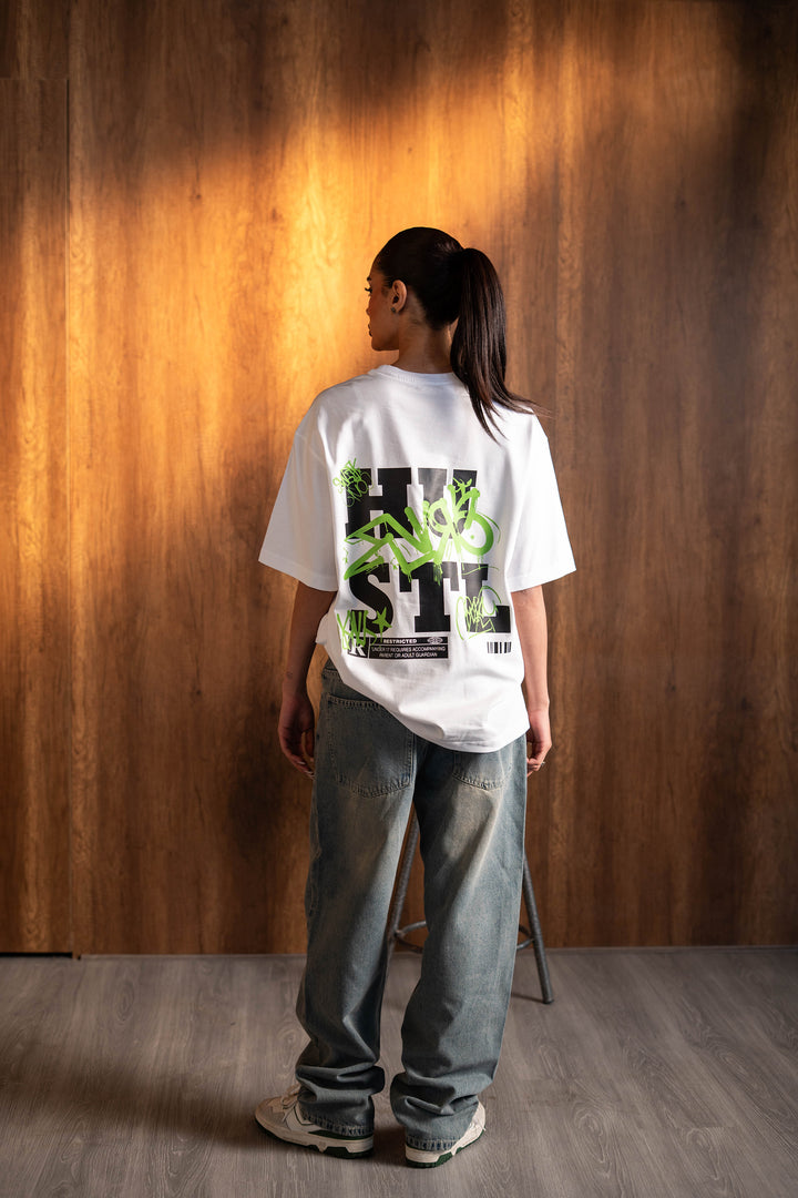 Hustle Graffiti Tee — White