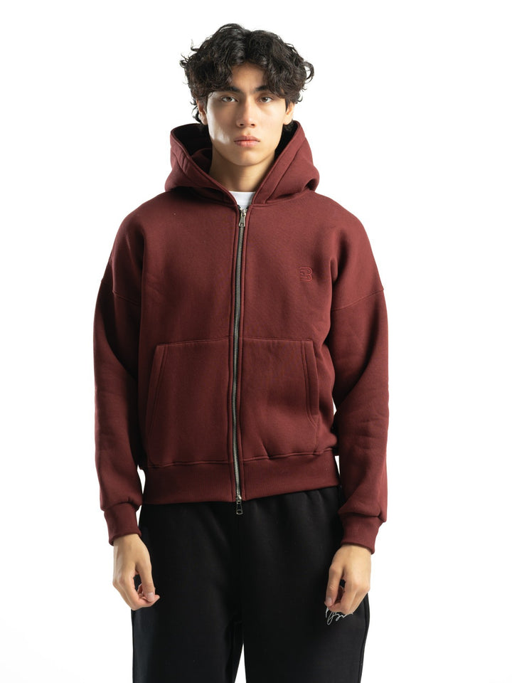 Zip Up Hoodie – Burgundy