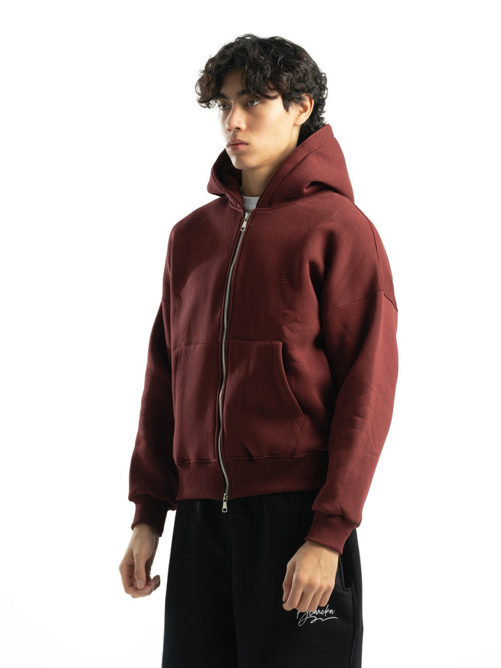Zip Up Hoodie – Burgundy
