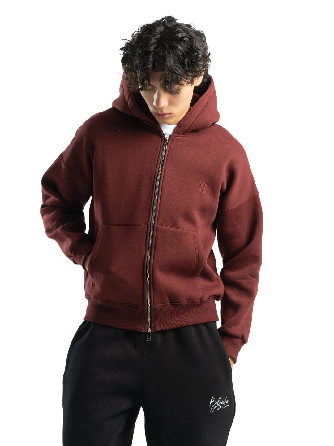 Zip Up Hoodie – Burgundy
