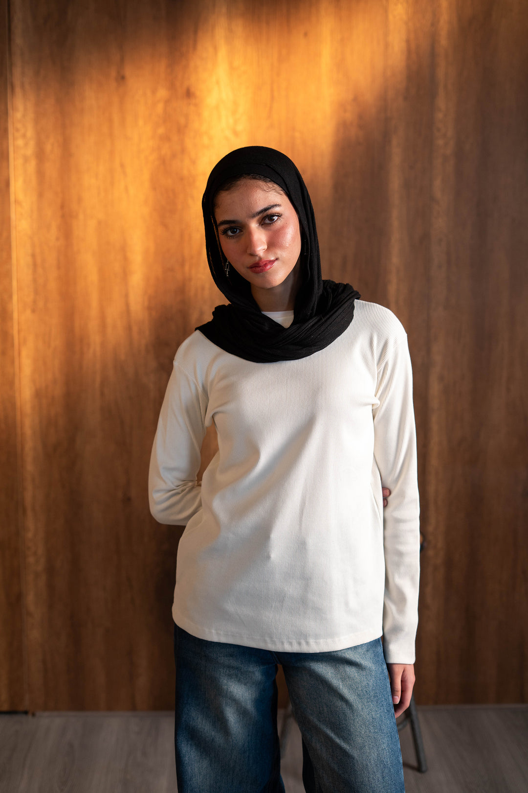 Ribbed Basic Top — White