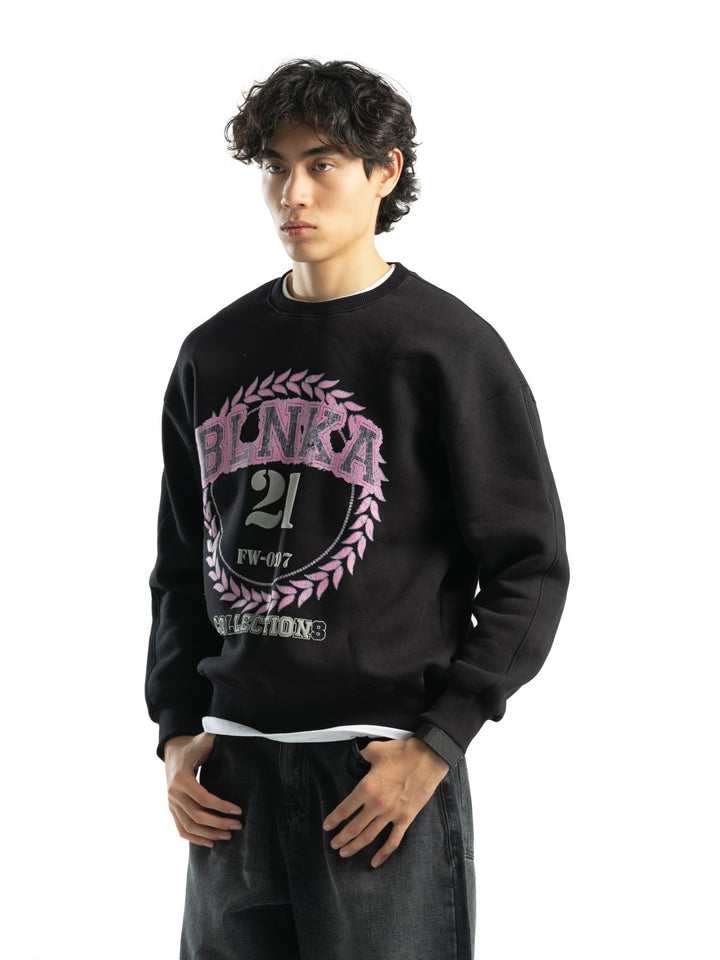 Blancka Varsity Crewneck – Black