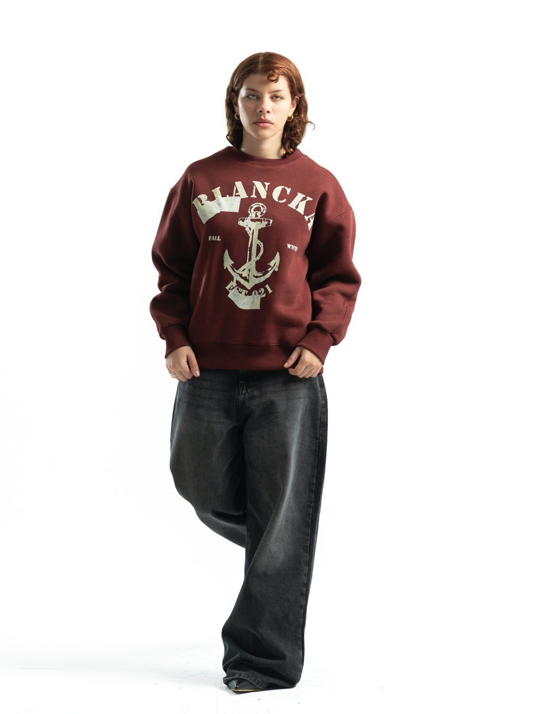 Blancka Anchored Crewneck – Burgundy