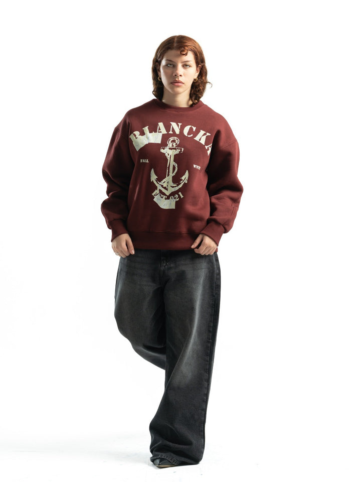 Blancka Anchored Crewneck – Burgundy