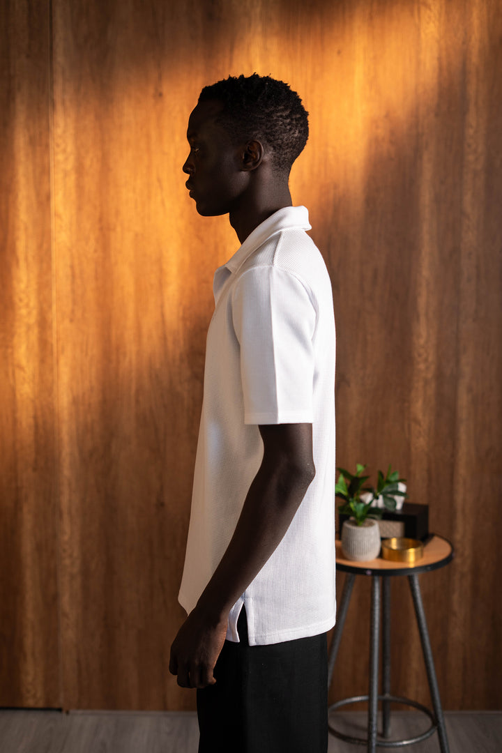 Biscuit Collar Tee – White