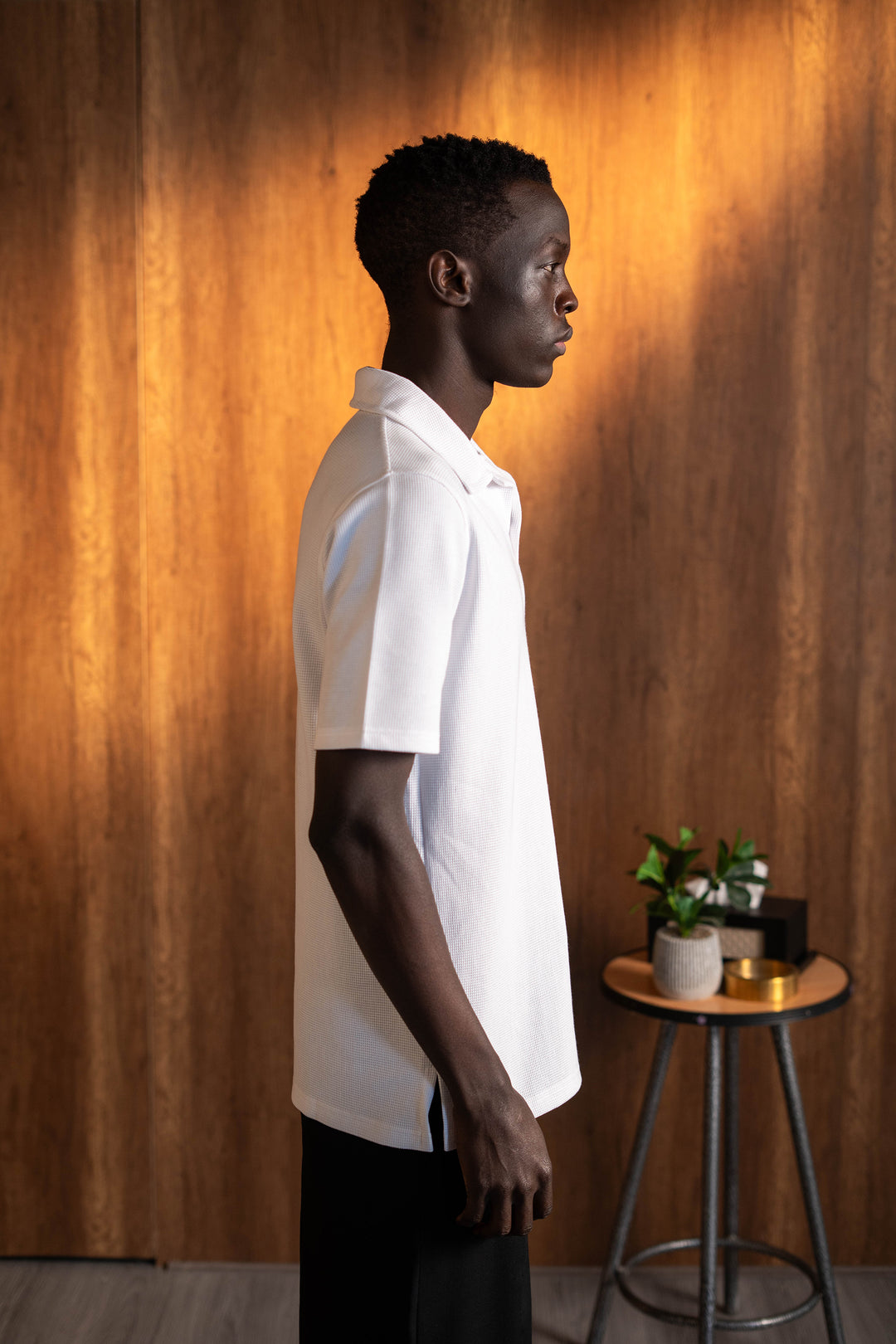 Biscuit Collar Tee – White