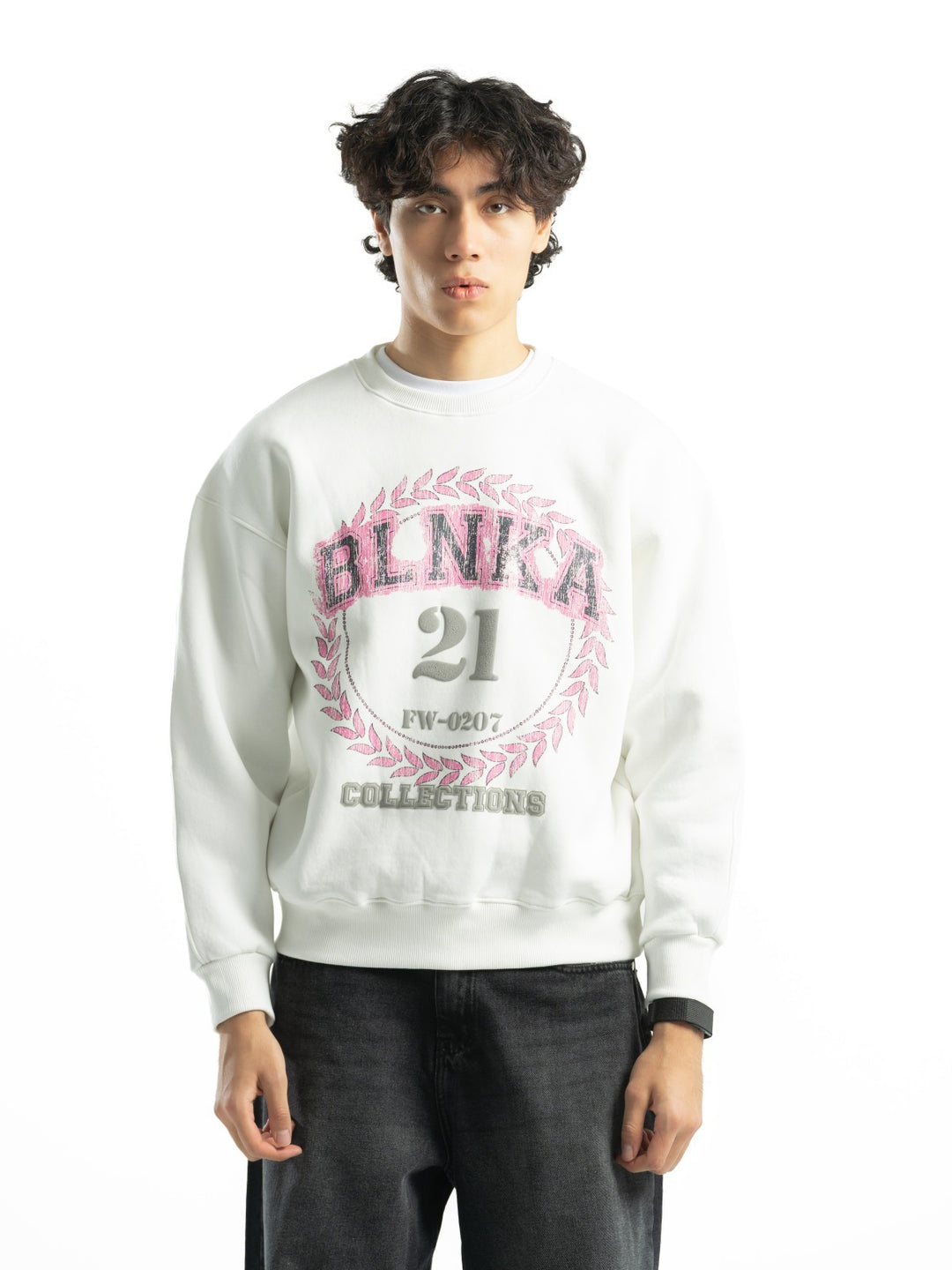 Blancka Varsity Crewneck – Off White