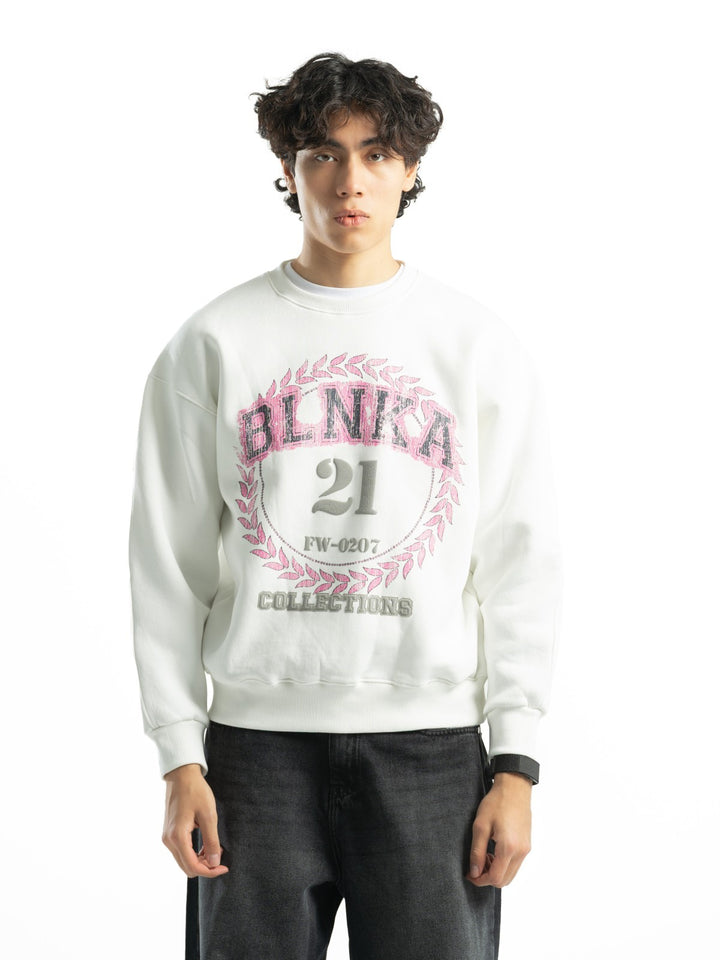 Blancka Varsity Crewneck – Off White