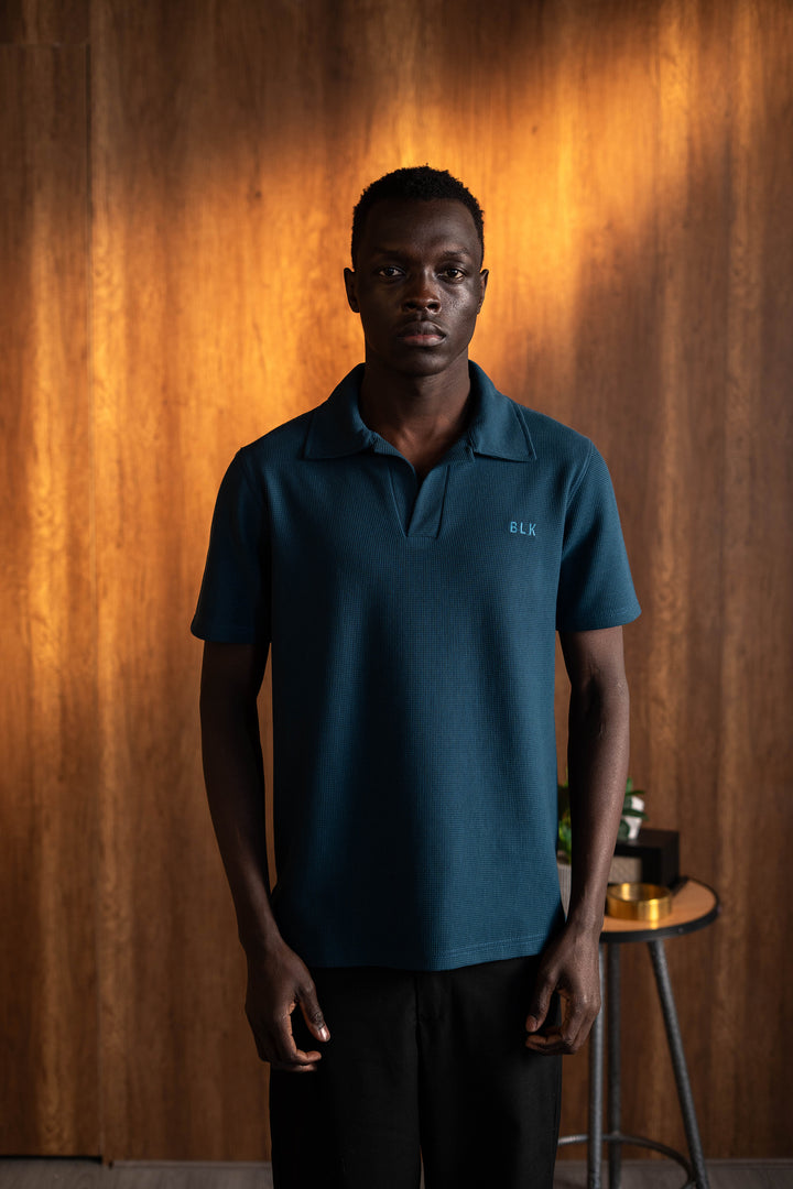 Biscuit Collar Tee – Navy