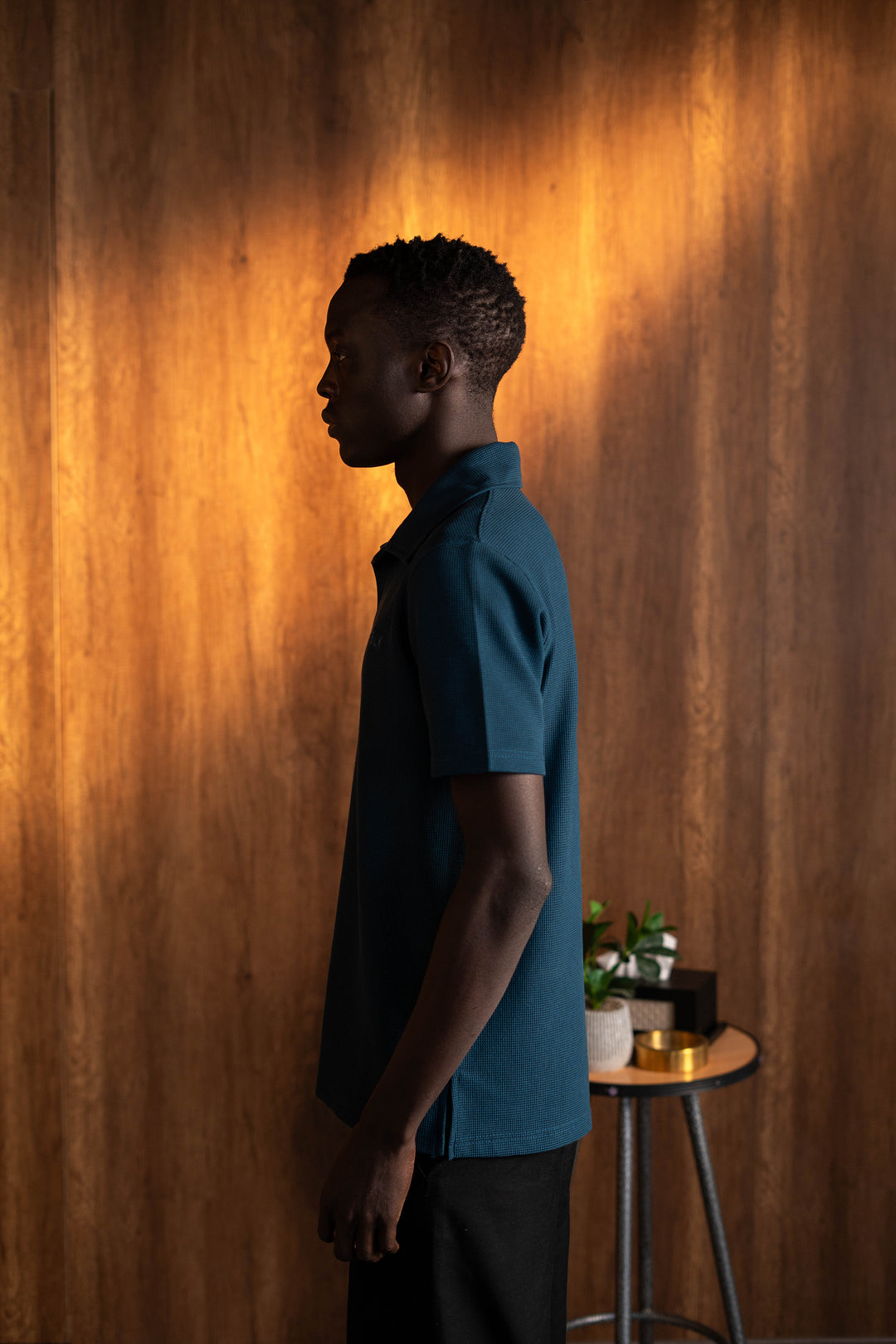 Biscuit Collar Tee – Navy