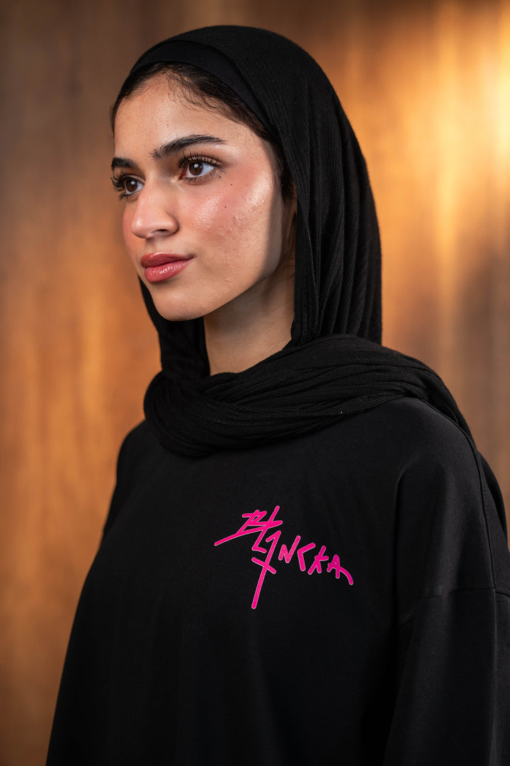 Double Sleeve Graffiti Tee - Black