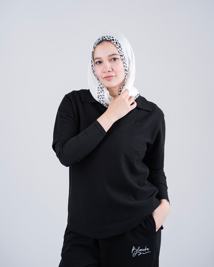 Biscuit Collar Tee – Black