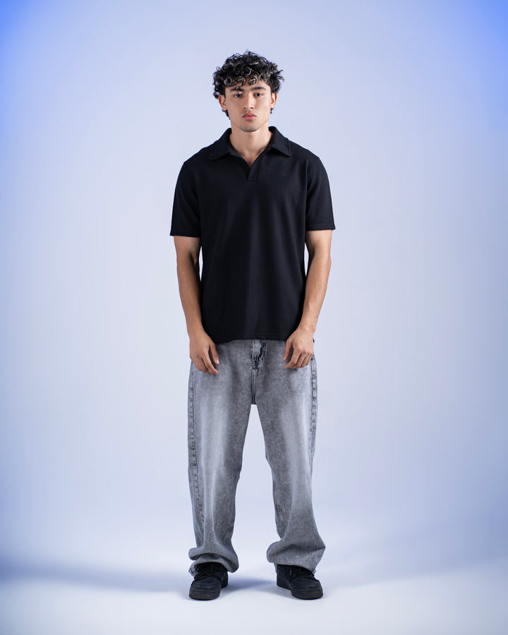 Biscuit Collar Tee – Black