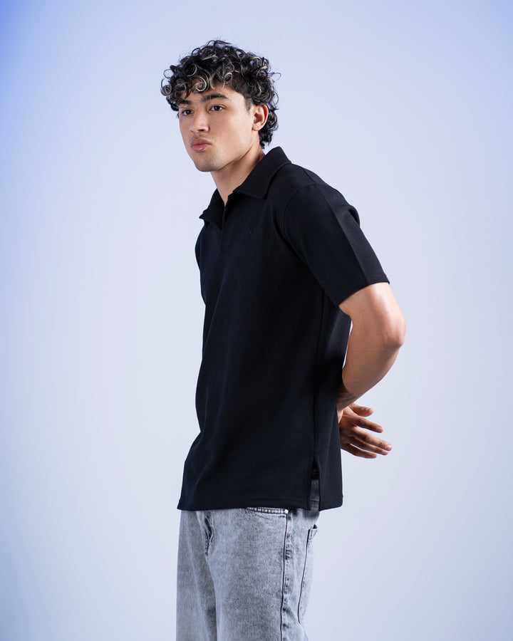 Biscuit Collar Tee – Black