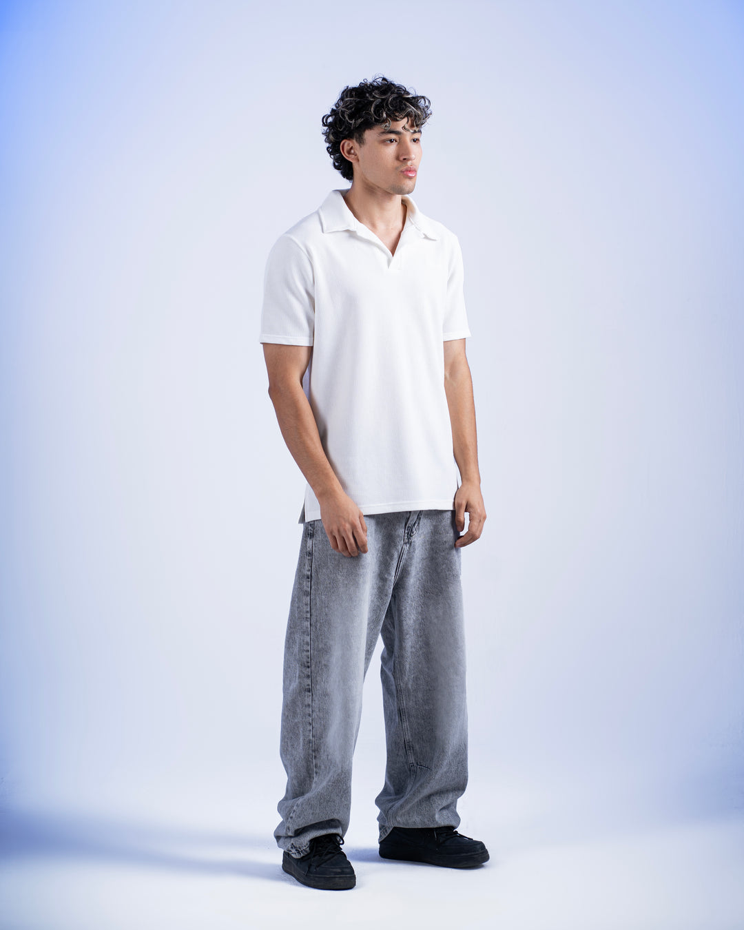 Biscuit Collar Tee – White