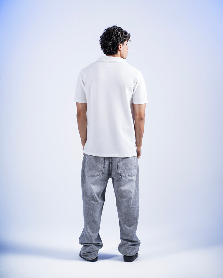 Biscuit Collar Tee – White