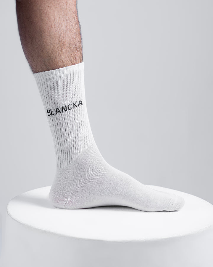 Classic Ribbed Socks – White